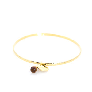 KenSu Jewelry silver bangle gold plated with tiger eye charm hand made jewelry
