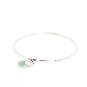 KenSu Jewelry silver bangle with green aventurine charm hand made jewelry