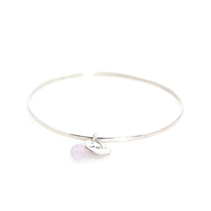 KenSu Jewelry silver bangle with amethyst charm hand made jewelry