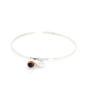 KenSu Jewelry silver bangle with tiger eye charm hand made jewelry