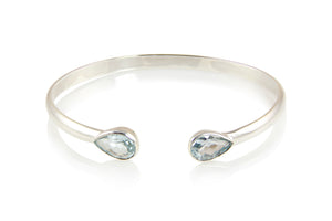 KenSuJewelry Bangle with Blue Topaz Drop Stones