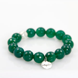 KenSu Jewelry Green Agate Bead Bracelet Hand Made Jewelry