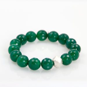 KenSu Jewelry Green Agate Bead Bracelet Hand Made Jewelry