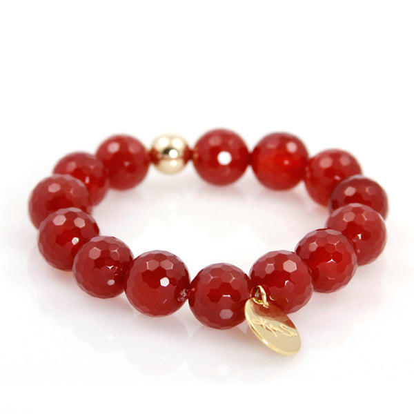 KenSu Jewelry Red Agate Bead Bracelet Hand Made Jewelry