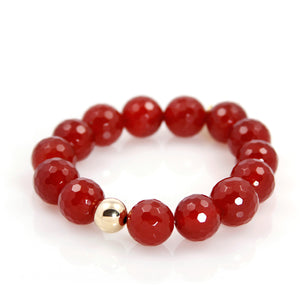 KenSu Jewelry Red Agate Bead Bracelet Hand Made Jewelry