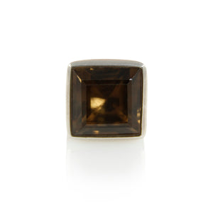 KenSuJewelry Bowl Ring Square Smokey Quartz 