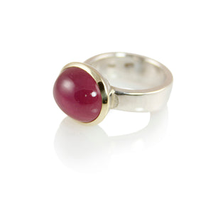 KenSuJewelry Bowl Ring with 14kt. Gold Border and Oval Horizontal Tourmaline 