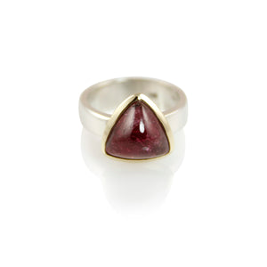 KenSuJewelry Bowl Ring with 14kt. Gold Border and Triangle Tourmaline 