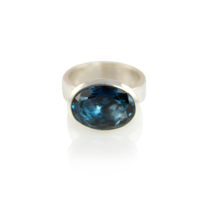 KenSuJewelry Bowl Ring with London Blue Topaz 