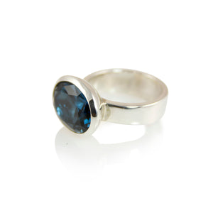 KenSuJewelry Bowl Ring with London Blue Topaz 