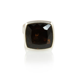 KenSuJewelry Bowl Ring with Square Smokey Quartz 