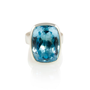 KenSuJewelry Bowl Ring with Swiss Blue Topaz 