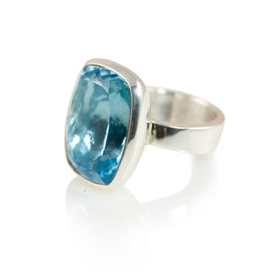 KenSuJewelry Bowl Ring with Swiss Blue Topaz 