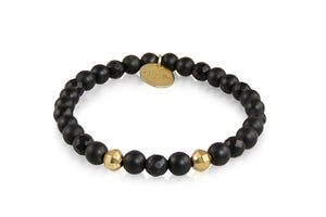KenSuJewelry Bracelet Black Onyx Small Beads with Silver GP Spacers