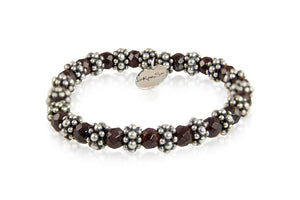 KenSuJewelry Bracelet Garnet Stone Beads with Silver Spacers