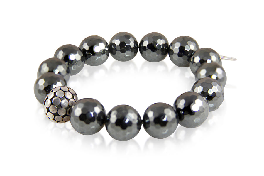 AJ5 Textured Bead Stretch Bracelets with Silver Spacers – Berry