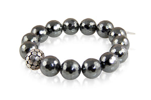 KenSuJewelry Bracelet Hematite and with Silver Spacers