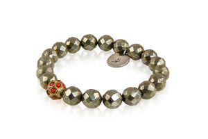 KenSuJewelry Bracelet Pyrite Stone Bead and Jai Spacer