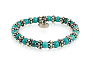 KenSuJewelry Bracelet Tibetan Turquoise Stone Beads with Silver Spacers