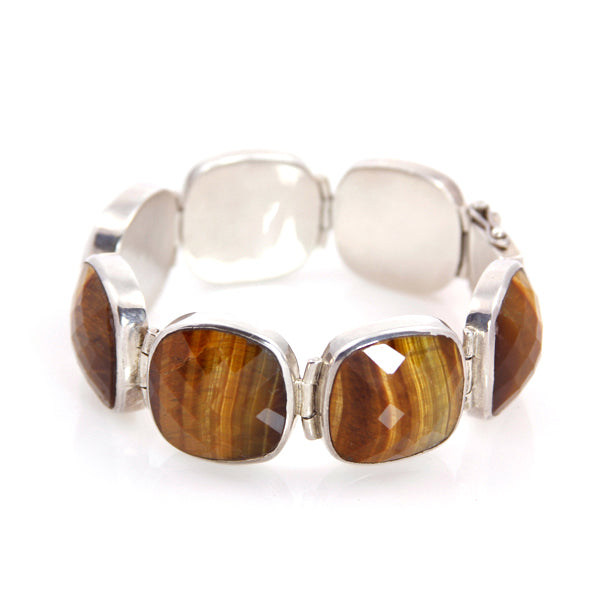 KenSu Jewelry Sterling Sliver Bracelet with Tiger Eye - Signature Collection Hand Made Jewelry