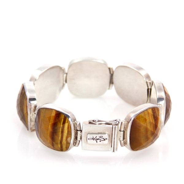 KenSu Jewelry Sterling Sliver Bracelet with Tiger Eye - Signature Collection Hand Made Jewelry