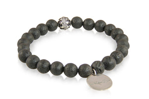 KenSuJewelry Bracelet with Black Lava Beads and Silver Spacer