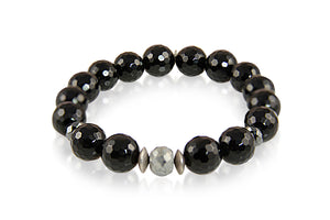 KenSuJewelry Bracelet with Black Onyx Beads, Labradorite and Silver Spacer