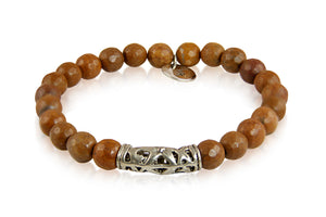 KenSuJewelry Bracelet with Jasper Beads and Silver Tribal Spacer
