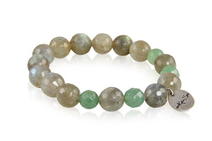 KenSuJewelry Bracelet with Labradorite Beads and Green Agate Bead Spacer