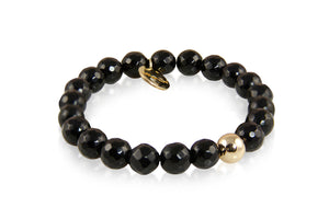 KenSuJewelry Bracelet with Small Black Onyx Beads and Silver GP Spacer