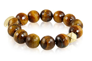 KenSuJewelry Bracelet with Tiger Eye Beads and Silver GP Spacers
