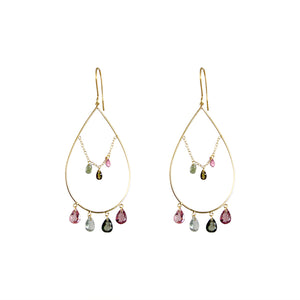 KenSuJewelry Colourfull Earrings with Mixed Tourmaline Dark
