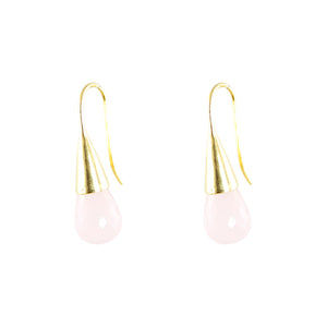 KenSuJewelry Cone GP Earrings with Rose Quartz 