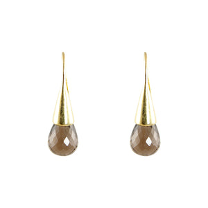 KenSuJewelry Cone GP Earrings with Smokey Quartz 