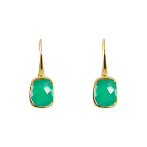 KenSuJewelry Dangle GP Earrings with Green Agate 