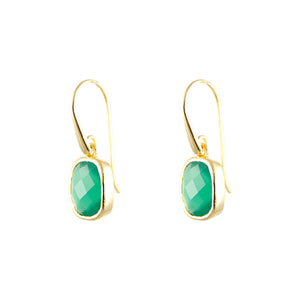 KenSuJewelry Dangle GP Earrings with Green Agate 