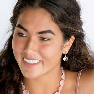 KenSu Jewelry Diamond Shape Dangle Earrings - with H.Blue Topaz Gold Plated Hand Made Jewelry