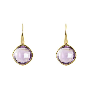 KenSuJewelry Diamond Shape GP Earrings Amethyst 