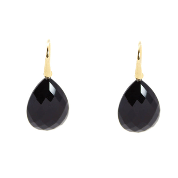 KenSu Jewelry Drop Earrings - Gold Plated with Black Onyx Signature Collection Hand Made Jewelry