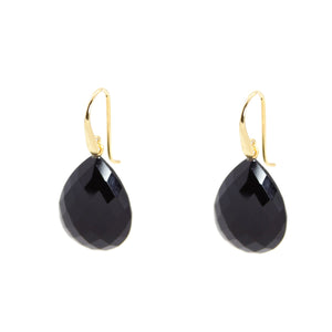 KenSu Jewelry Drop Earrings - Gold Plated with Black Onyx Signature Collection Hand Made Jewelry