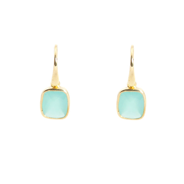 KenSu Jewelry Dangle Earrings - with Chalcedony and Gold Plated Signature Collection Hand Made Jewelry