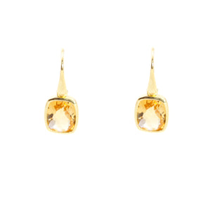 KenSu Jewelry Dangle Earrings - with Citrine and Gold Plated Signature Collection Hand Made Jewelry