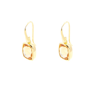 KenSu Jewelry Dangle Earrings - with Citrine and Gold Plated Signature Collection Hand Made Jewelry