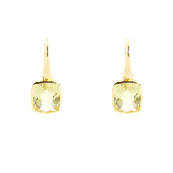 KenSu Jewelry Dangle Earrings - with Lemon Quartz and Gold Plated Signature Collection Hand Made Jewelry