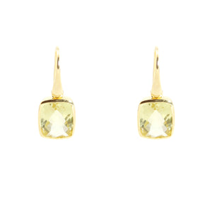 KenSu Jewelry Dangle Earrings - with Lemon Quartz and Gold Plated Signature Collection Hand Made Jewelry