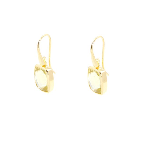 KenSu Jewelry Dangle Earrings - with Lemon Quartz and Gold Plated Signature Collection Hand Made Jewelry