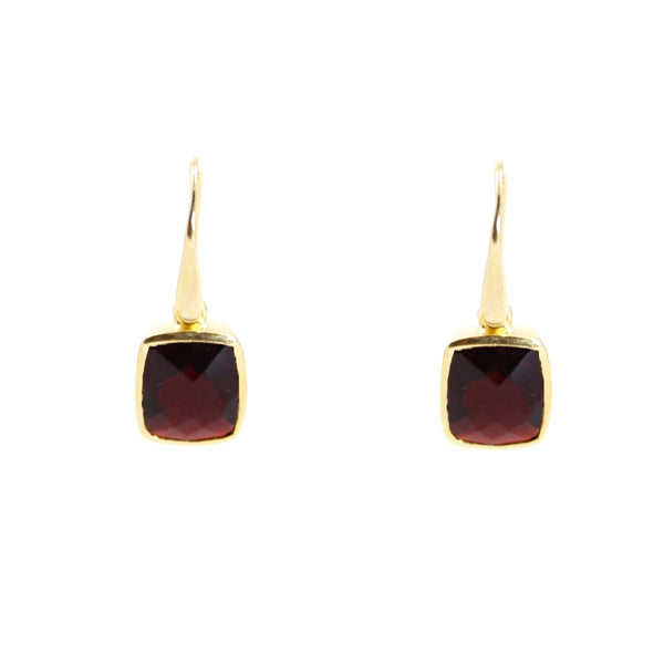 KenSu Jewelry Dangle Earrings - with Garnet and Gold Plated Signature Collection Hand Made Jewelry