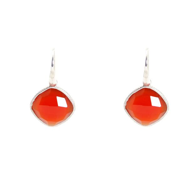 KenSu Jewelry Diamond Shape Dangle Earrings - with Carnelian Hand Made Jewelry