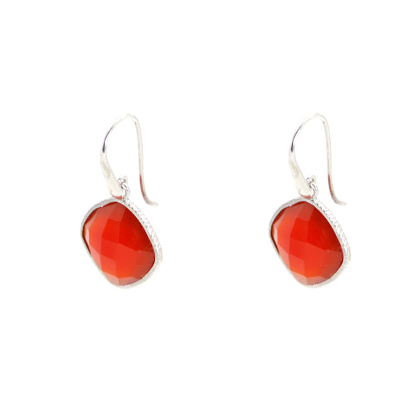 KenSu Jewelry Diamond Shape Dangle Earrings - with Carnelian Hand Made Jewelry