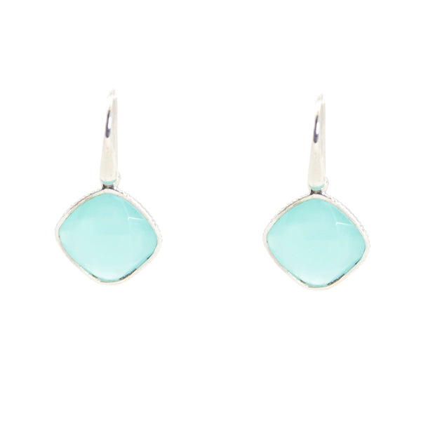 KenSu Jewelry Diamond Shape Dangle Earrings - with Chalcedony Hand Made Jewelry